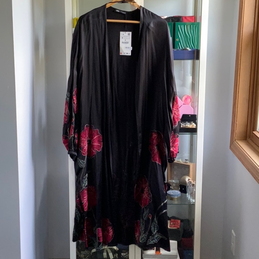 ZARA Black and Pink Luxe Robe